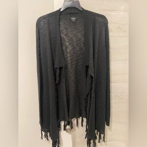 Simply Emma Black Frayed Cardigan